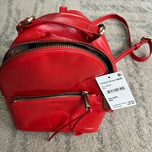 Red leather mini backpack purse